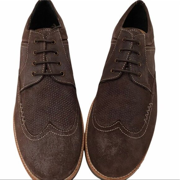 Ben Sherman Suede Wingtip Derby Sz 11.5 Distressed Brown - Picture 8 of 10